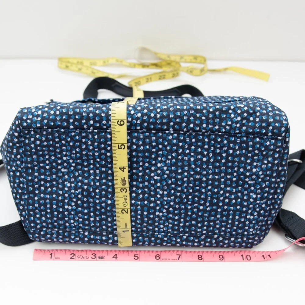 Kipling Flora Shoulder Bag Printed Notes Purse Removable Strap Blue White - Picture 8 of 9